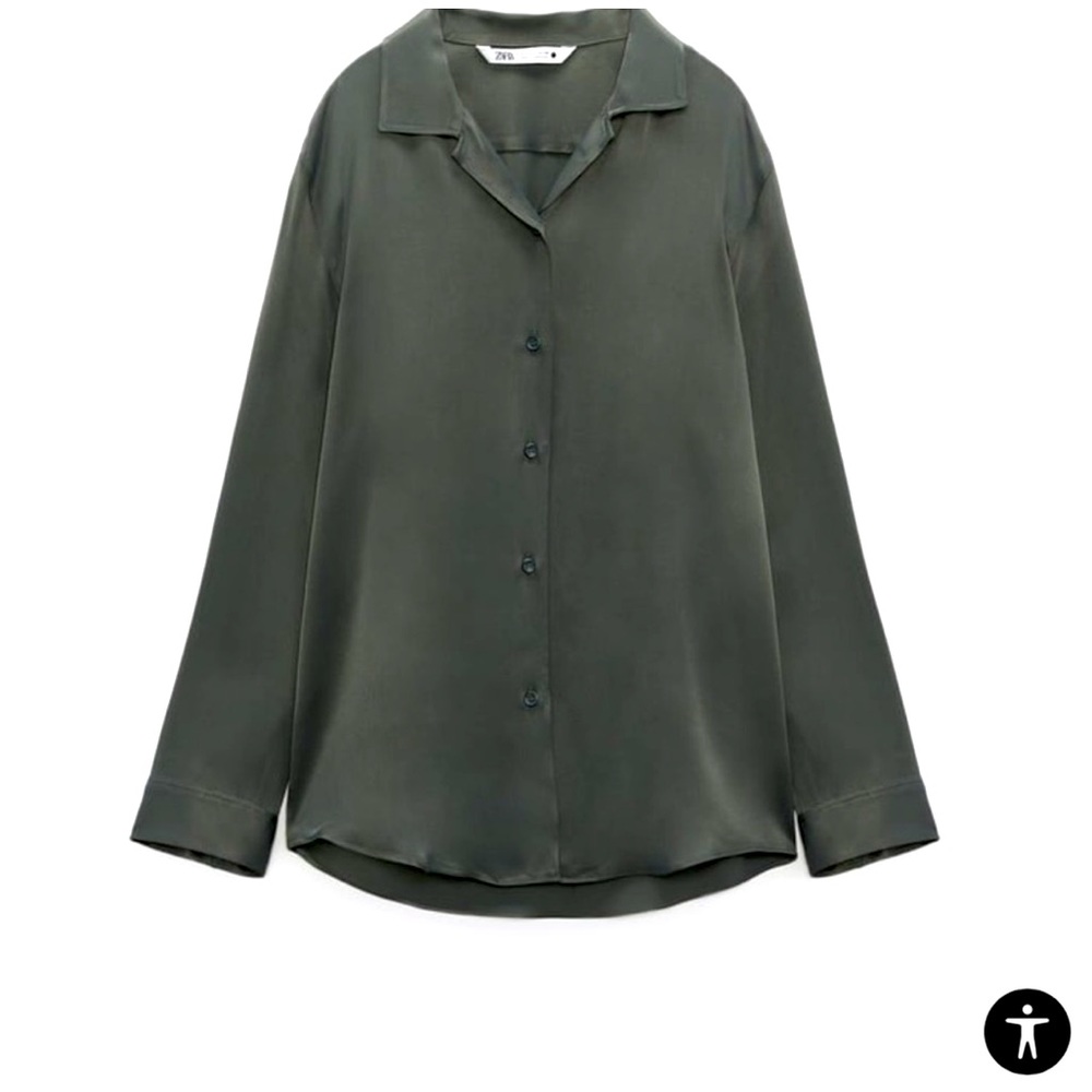 Zara satin effect blouse dark grey L